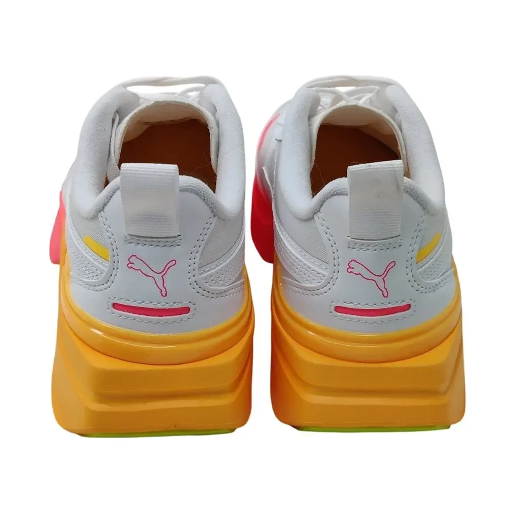 New white w/ pink orange Puma Platform Sneakers sz 10